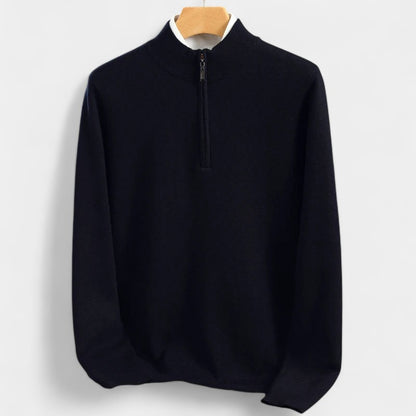 Gleame.-Gleame Trui – Merino wol pullover met halve rits en halfhoge kraag
