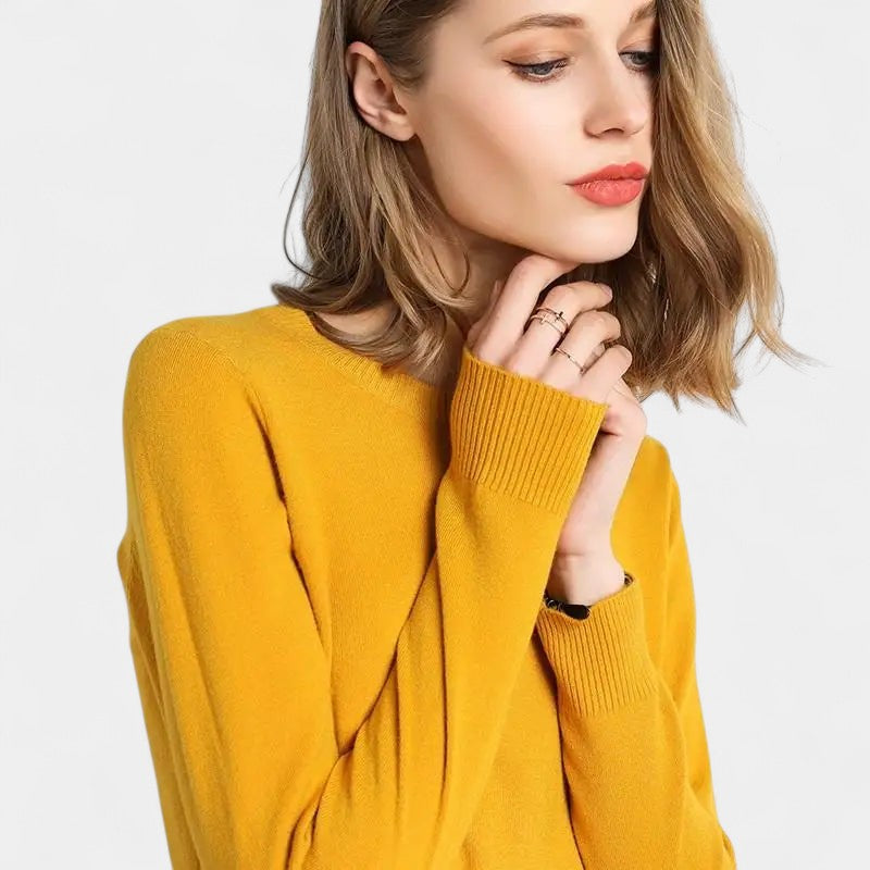 Gleame.-Gleame Trui – Merino wol pullover met ronde hals en lange mouwen