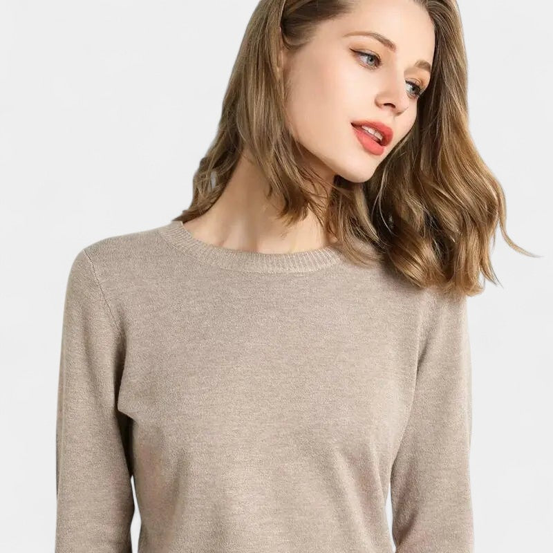 Gleame.-Gleame Trui – Merino wol pullover met ronde hals en lange mouwen