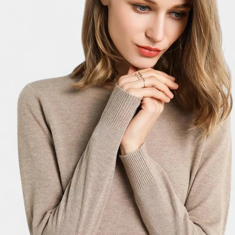 Gleame.-Gleame Trui – Merino wol pullover met ronde hals en lange mouwen