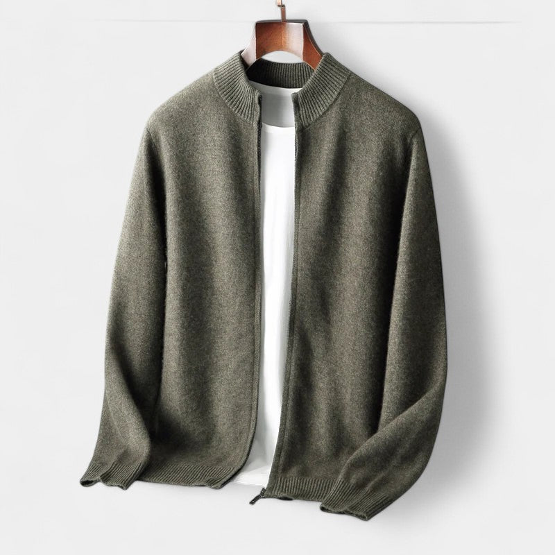 Gleame.-Gleame Trui – Warme merino wol cardigan met rits en mockneck