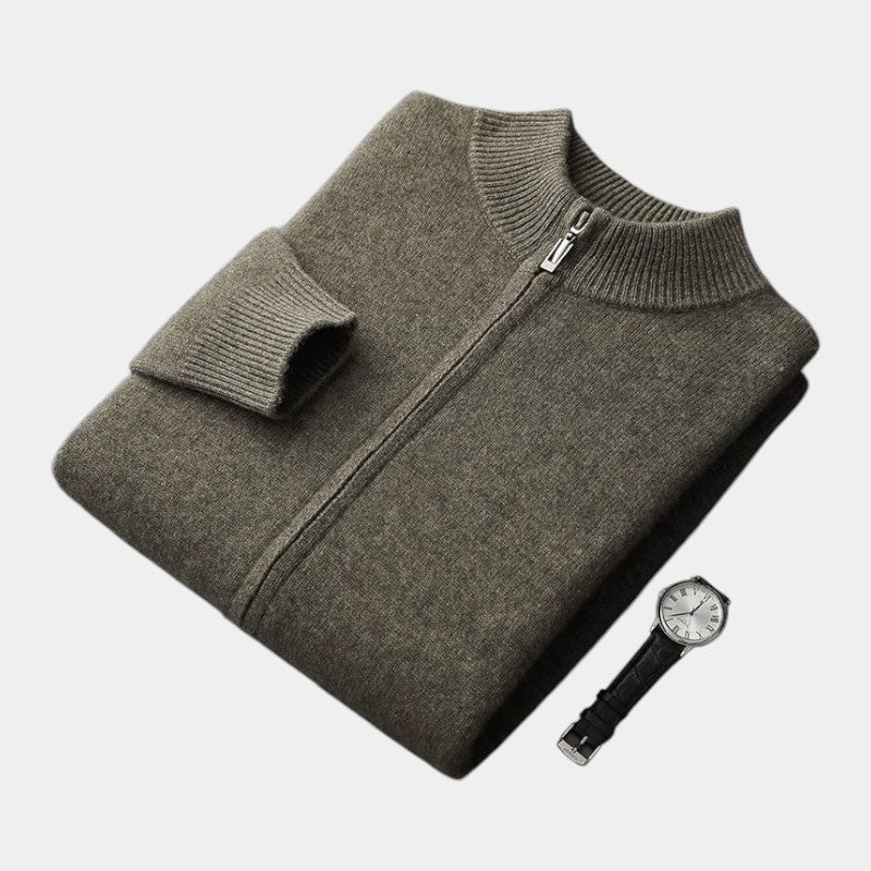 Gleame.-Gleame Trui – Warme merino wol cardigan met rits en mockneck