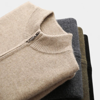 Gleame.-Gleame Trui – Warme merino wol cardigan met rits en mockneck