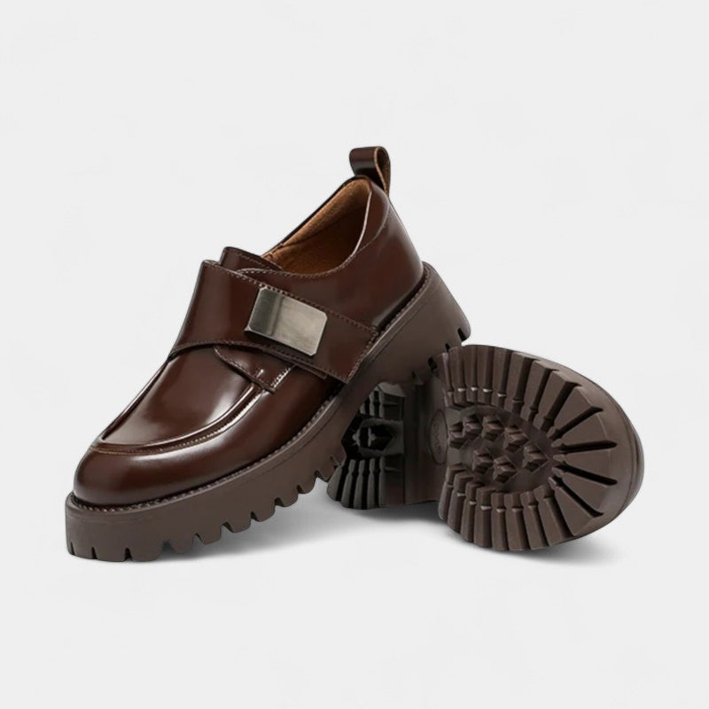 Gleame.-Instapper-Gleame | Dames Veterschoenen met Ronde Neus en Gesp