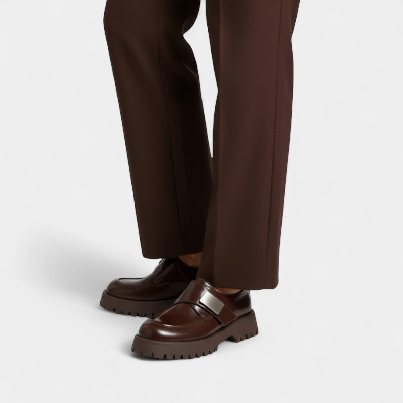 Gleame.-Instapper-Gleame | Dames Veterschoenen met Ronde Neus en Gesp