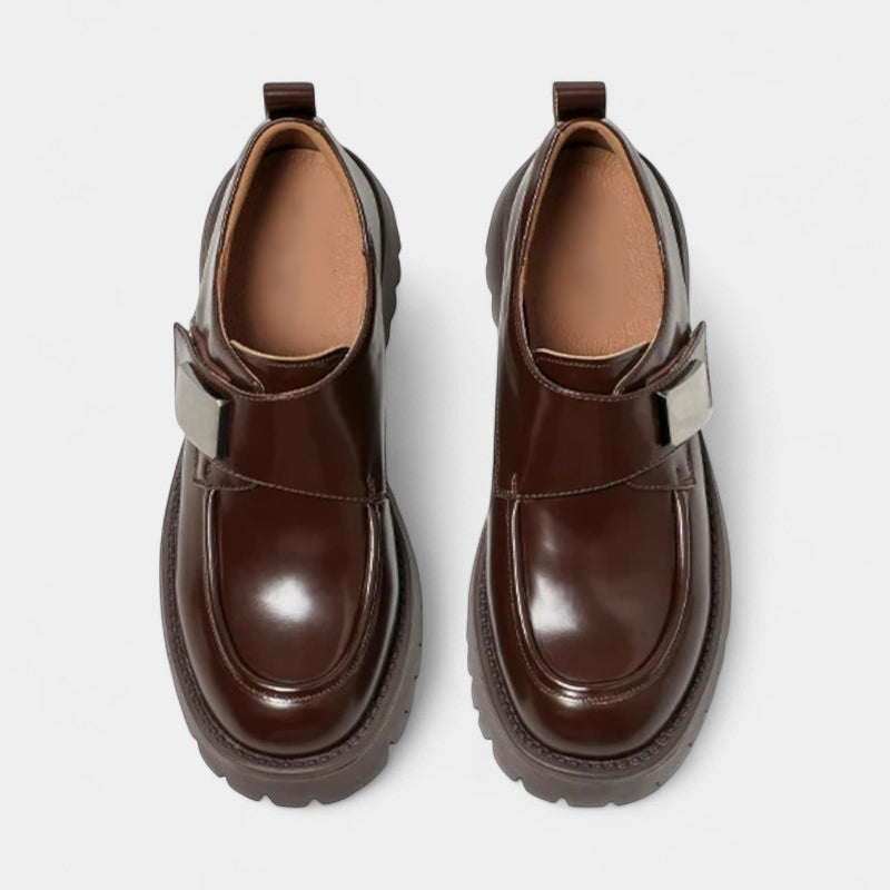 Gleame.-Instapper-Gleame | Dames Veterschoenen met Ronde Neus en Gesp