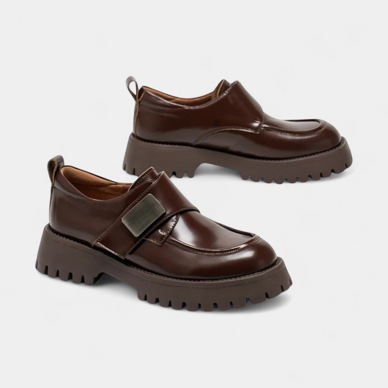 Gleame.-Instapper-Gleame | Dames Veterschoenen met Ronde Neus en Gesp