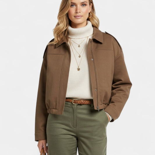 Gleame.-Jack-Gleame | Dames Oversized Jack – Kort Ruimvallend Jasmodel met Ritssluiting