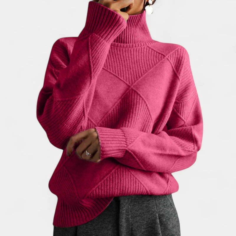 Gleame.-Jacket-Gleame Trui – Warme kasjmier damestrui met polokraag