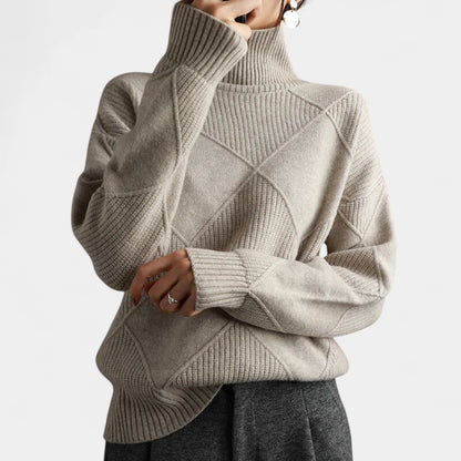 Gleame.-Jacket-Gleame Trui – Warme kasjmier damestrui met polokraag