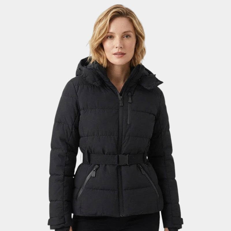 Gleame.-Jas-Gleame | Dames Gewatteerde Jas met Capuchon en Ceintuur In De Taille