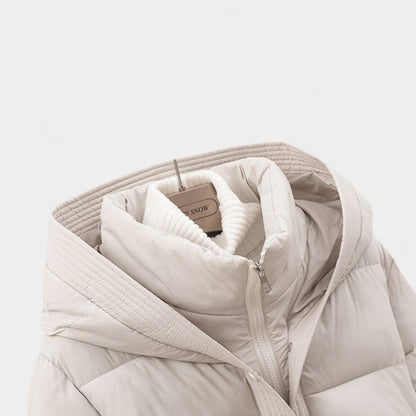 Gleame.-Jas-Gleame | Dames Gewatteerde Jas met Capuchon - Puffer Jacket met Ceintuur in de Taille