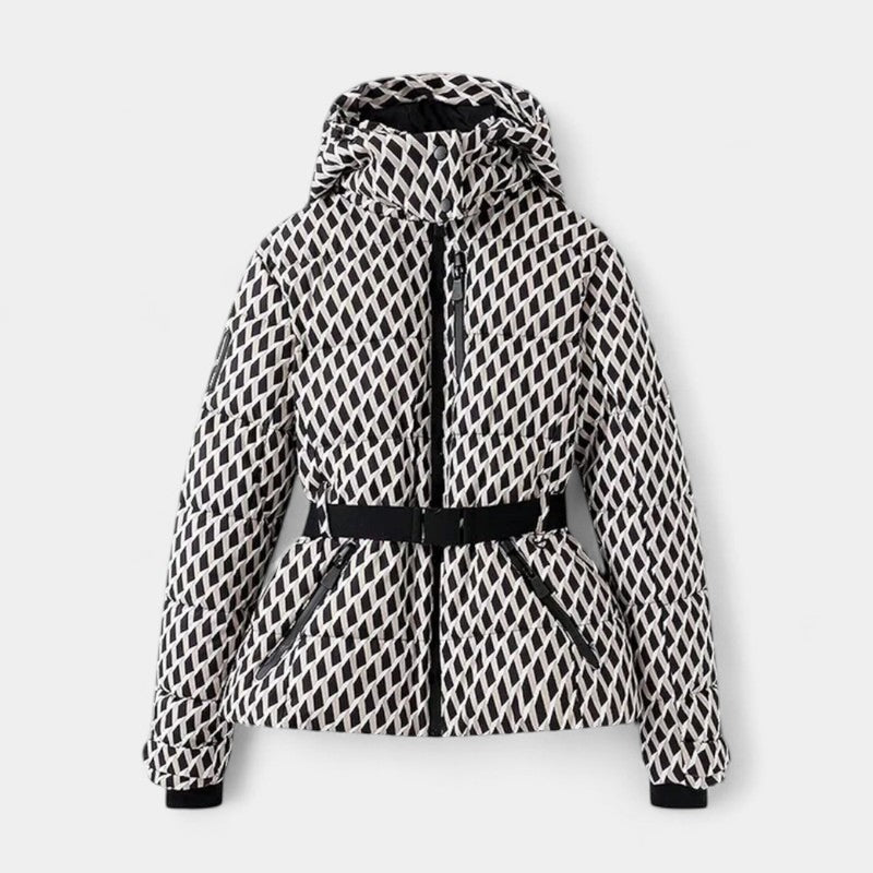 Gleame.-Jas-Gleame | Dames Gewatteerde Jas met Capuchon en Ceintuur In De Taille