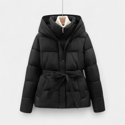Gleame.-Jas-Gleame | Dames Gewatteerde Jas met Capuchon - Puffer Jacket met Ceintuur in de Taille