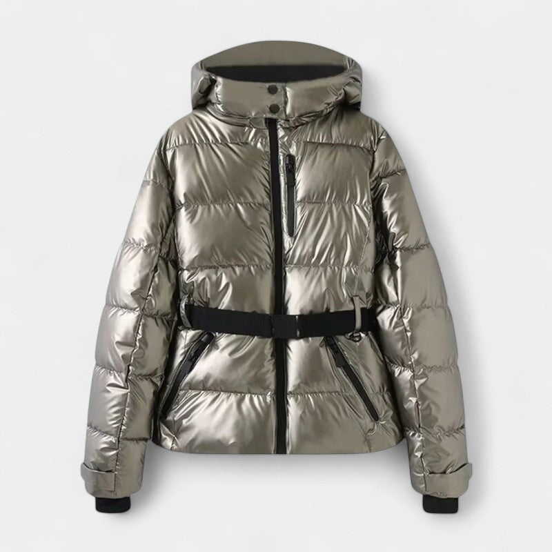 Gleame.-Jas-Gleame | Dames Gewatteerde Jas met Capuchon en Ceintuur In De Taille