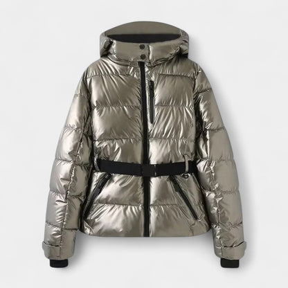 Gleame.-Jas-Gleame | Dames Gewatteerde Jas met Capuchon en Ceintuur In De Taille