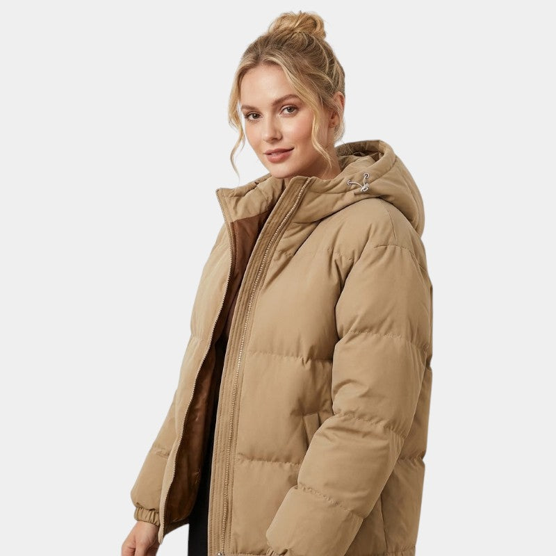 Gleame.-Jas-Gleame | Dames Gewatteerde Jas met Capuchon - Puffer Jacket met Ritssluiting