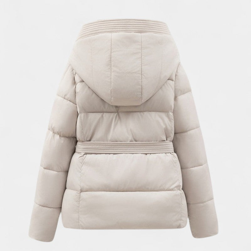 Gleame.-Jas-Gleame | Dames Gewatteerde Jas met Capuchon - Puffer Jacket met Ceintuur in de Taille