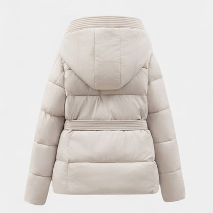 Gleame.-Jas-Gleame | Dames Gewatteerde Jas met Capuchon - Puffer Jacket met Ceintuur in de Taille