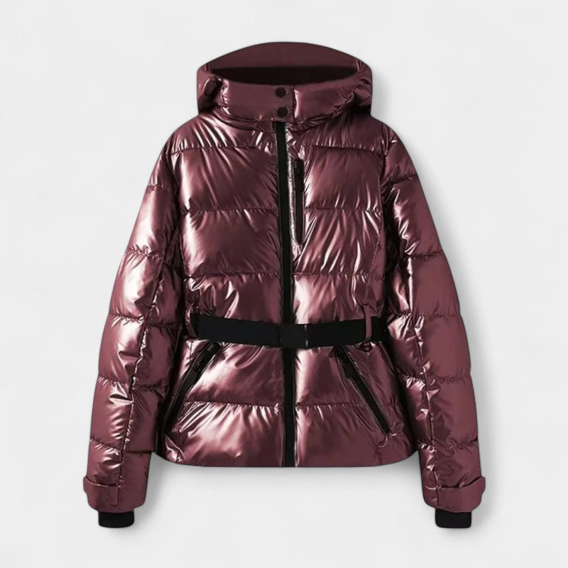 Gleame.-Jas-Gleame | Dames Gewatteerde Jas met Capuchon en Ceintuur In De Taille