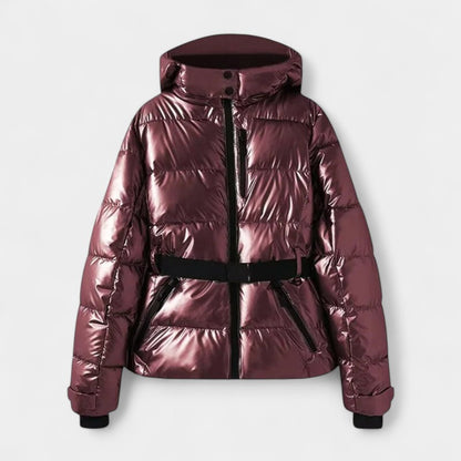 Gleame.-Jas-Gleame | Dames Gewatteerde Jas met Capuchon en Ceintuur In De Taille