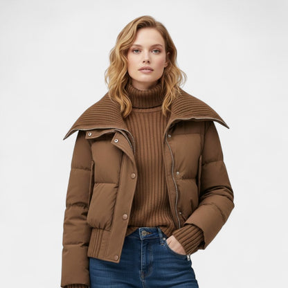 Gleame.-Jas-Gleame | Dames Gewatteerde Jas met Hoge Kraag en Ritssluiting