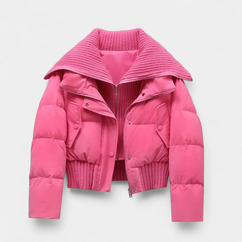 Gleame.-Jas-Gleame | Dames Gewatteerde Jas met Hoge Kraag en Ritssluiting