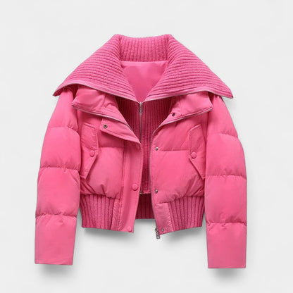 Gleame.-Jas-Gleame | Dames Gewatteerde Jas met Hoge Kraag en Ritssluiting