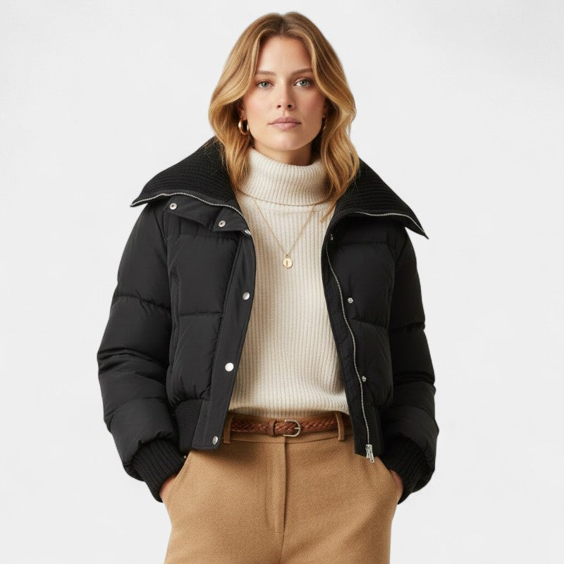 Gleame.-Jas-Gleame | Dames Gewatteerde Jas met Hoge Kraag en Ritssluiting