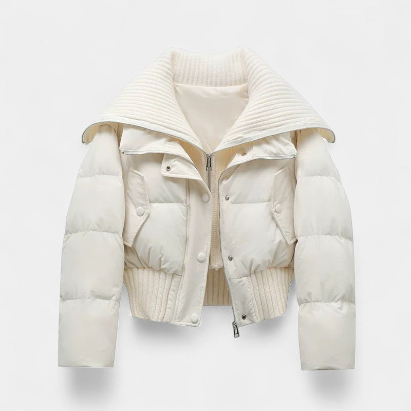 Gleame.-Jas-Gleame | Dames Gewatteerde Jas met Hoge Kraag en Ritssluiting