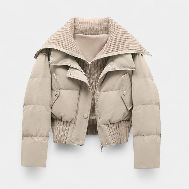 Gleame.-Jas-Gleame | Dames Gewatteerde Jas met Hoge Kraag en Ritssluiting