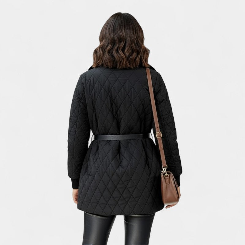 Gleame.-Jas-Gleame | Dames Gewatteerde Jas met Ritssluiting en Trekkoord in de Taille