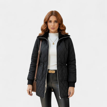 Gleame.-Jas-Gleame | Dames Gewatteerde Jas met Ritssluiting en Trekkoord in de Taille