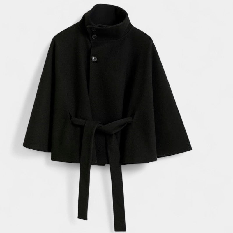 Gleame.-Jas-Gleame | Dames Jas met Cape-Mouwen en Cape met Ceintuur en Hoge Kraag
