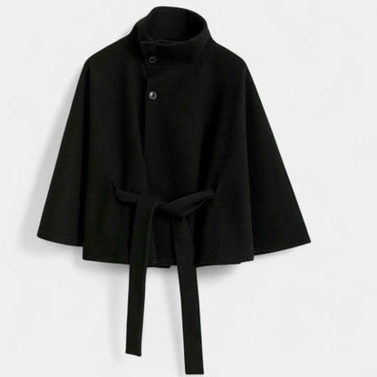 Gleame.-Jas-Gleame | Dames Jas met Cape-Mouwen en Cape met Ceintuur en Hoge Kraag