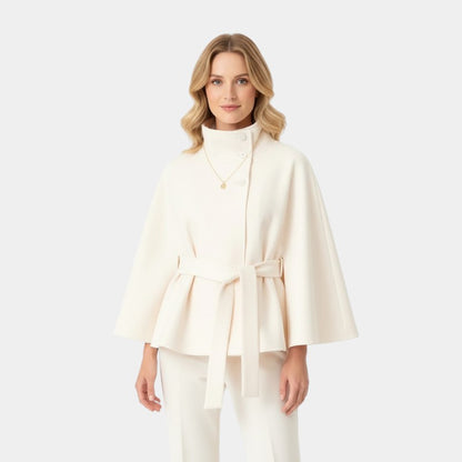 Gleame.-Jas-Gleame | Dames Jas met Cape-Mouwen en Cape met Ceintuur en Hoge Kraag