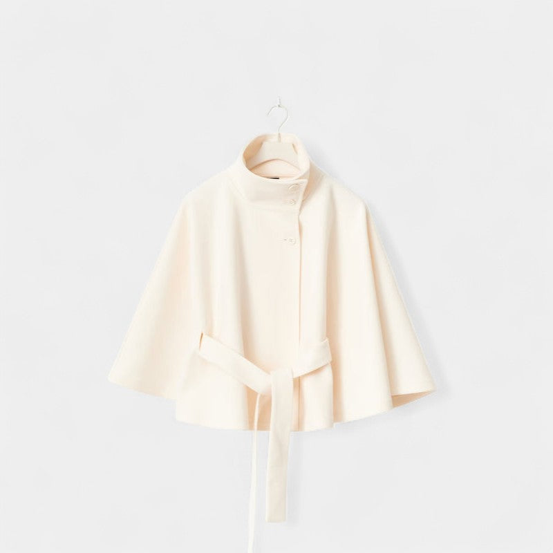 Gleame.-Jas-Gleame | Dames Jas met Cape-Mouwen en Cape met Ceintuur en Hoge Kraag