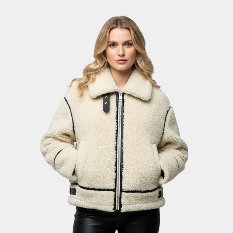 Gleame.-Jas-Gleame | Dames Jas met Imitatiebont en Ritssluiting In Ruim Model