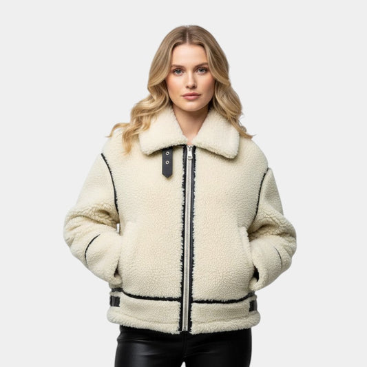 Gleame.-Jas-Gleame | Dames Jas met Imitatiebont en Ritssluiting In Ruim Model