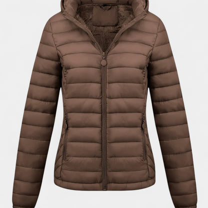 Gleame.-Jas-Gleame | Dames Lichtgewicht Gewatteerde Jas met Capuchon en Fleecevoering
