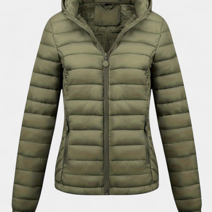 Gleame.-Jas-Gleame | Dames Lichtgewicht Gewatteerde Jas met Capuchon en Fleecevoering