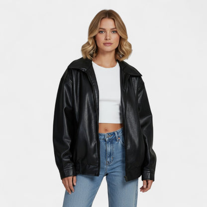 Gleame.-Jas-Gleame | Dames Oversized Jas van met Ritssluiting en Ruime Pasvorm Bomberstijl