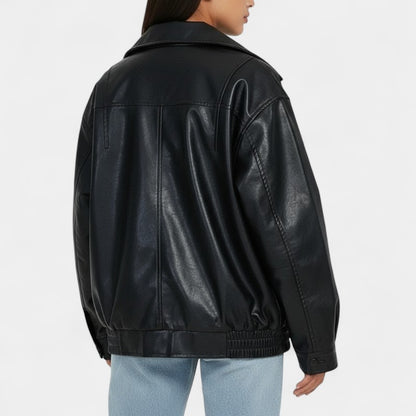 Gleame.-Jas-Gleame | Dames Oversized Jas van met Ritssluiting en Ruime Pasvorm Bomberstijl