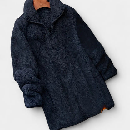 Gleame.-Jas-Gleame | Dames Teddy Jas – Warme Lange Teddymantel met Hoge Kraag