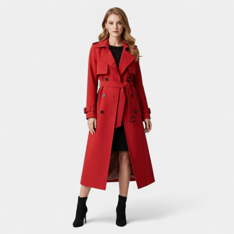 Gleame.-Jas-Gleame | Dames Trenchcoat met Dubbele Knoopsluiting en Ceintuur in de Taille
