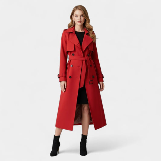 Gleame.-Jas-Gleame | Dames Trenchcoat met Dubbele Knoopsluiting en Ceintuur in de Taille