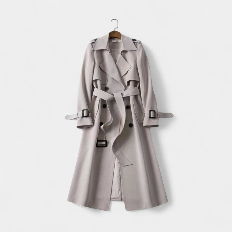 Gleame.-Jas-Gleame | Dames Trenchcoat met Dubbele Knoopsluiting en Ceintuur in de Taille