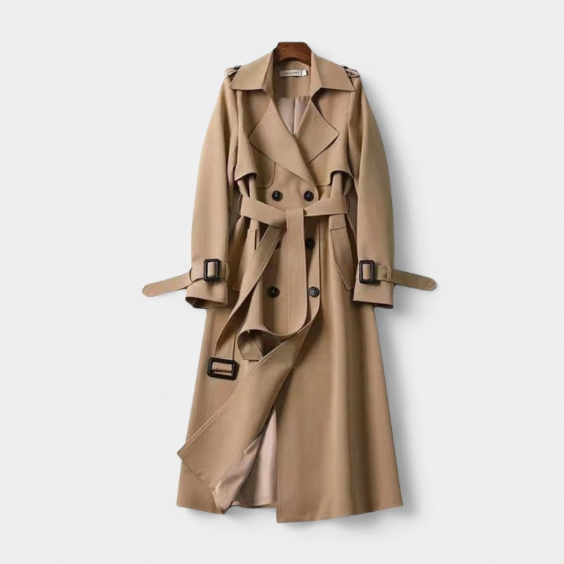 Gleame.-Jas-Gleame | Dames Trenchcoat met Dubbele Knoopsluiting en Ceintuur in de Taille
