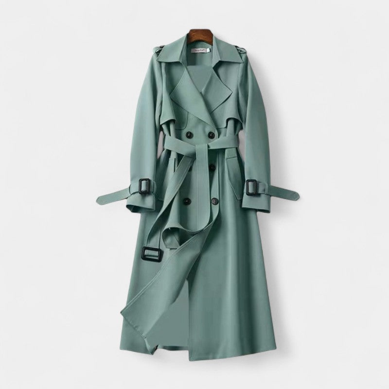 Gleame.-Jas-Gleame | Dames Trenchcoat met Dubbele Knoopsluiting en Ceintuur in de Taille