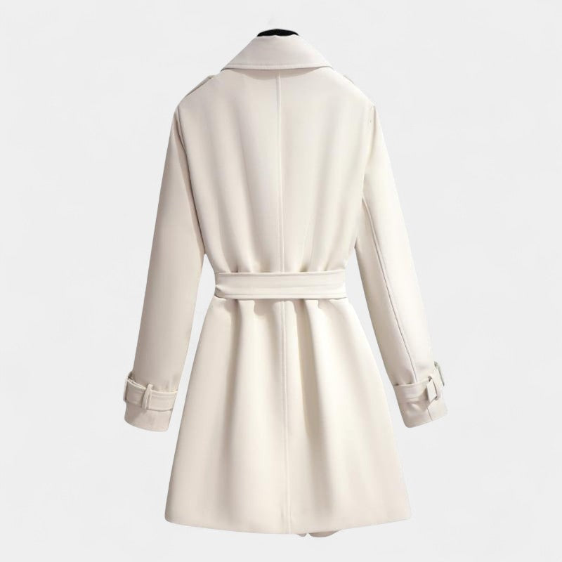 Gleame.-Jas-Gleame | Dames Trenchcoat met Knoopsluiting en Ceintuur in de Taille